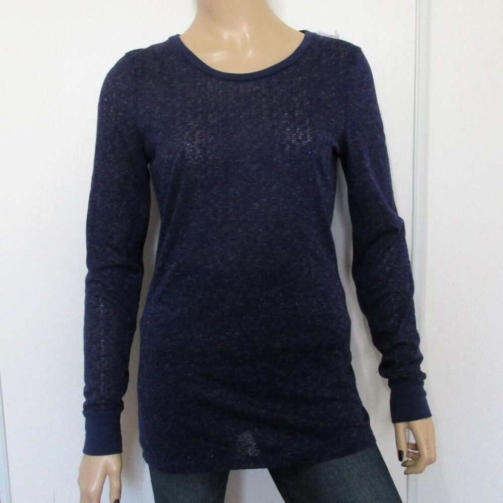 Buckle BKE Top Size Large Blue Long Sleeve Semi-Sheer Shirt